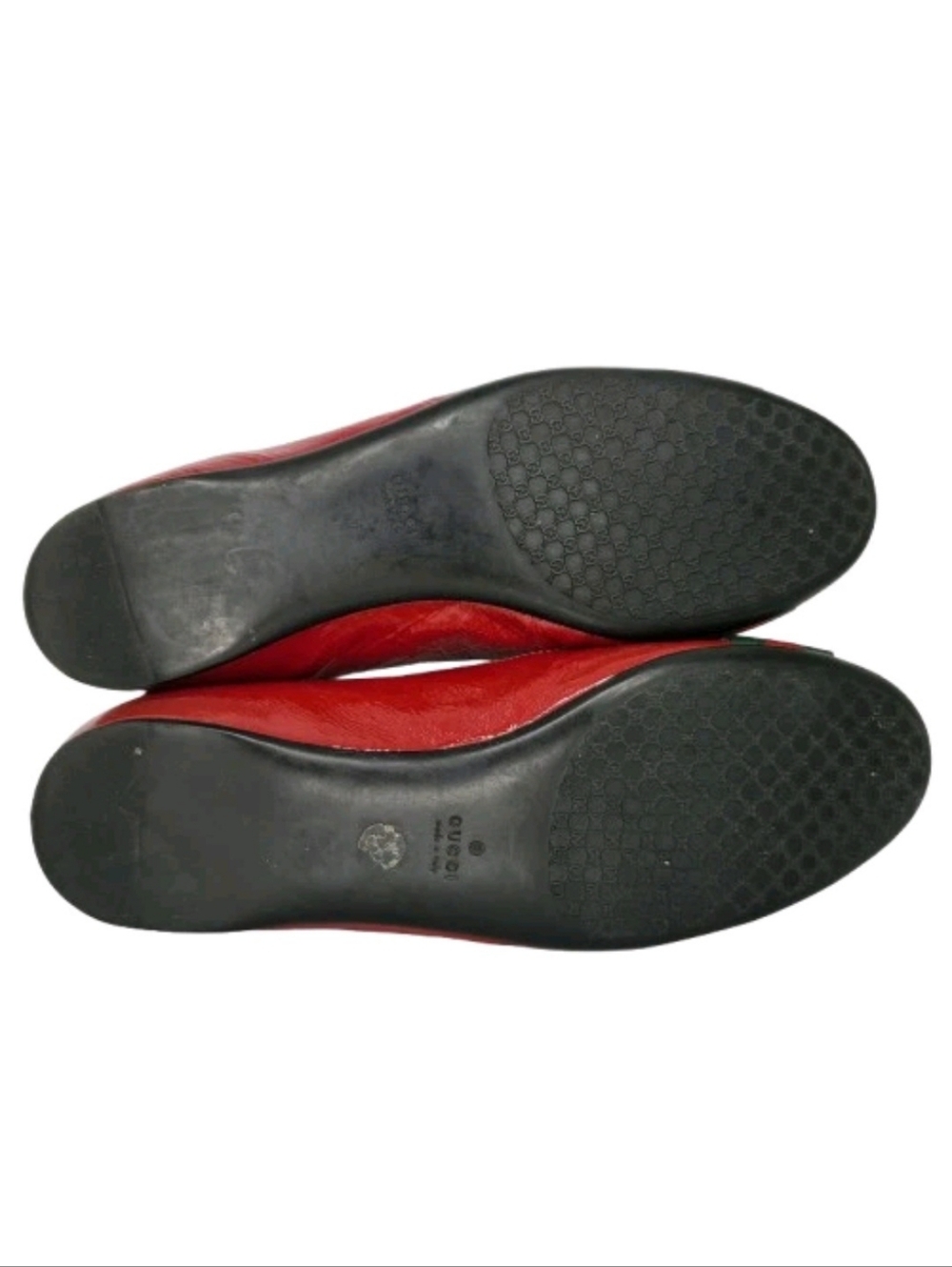 Gucci Red Patent Leather Web Stripe Ballet Flats - Picture 6 of 9